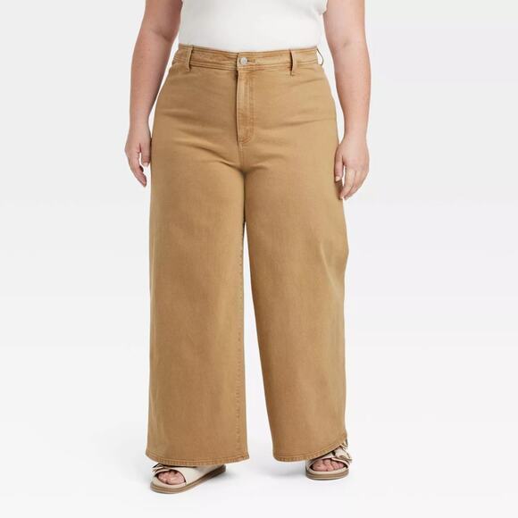 Universal Thread Women's High Rise Sailor Wide Leg Ankle Jeans Light Brown 22 - Picture 1 of 7